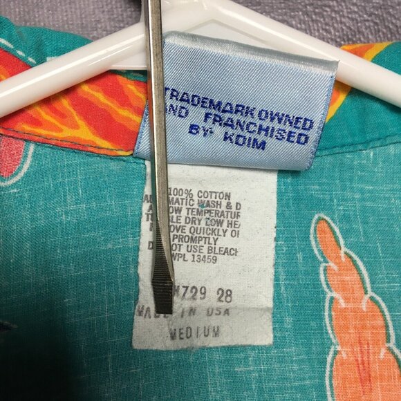 Pipeline Mens Floral Hawaiian Shirt size‎ Medium Short Sleeve Button Up Made USA - Picture 9 of 12